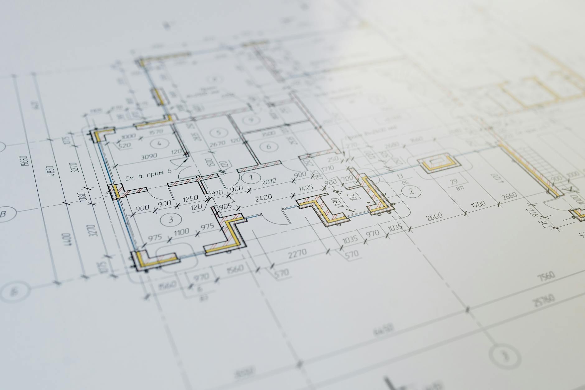 Zbliżenie szczegółowego rzutu architektonicznego domu modułowego