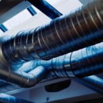 Nowoczesna metalowa instalacja wentylacyjna w budynku